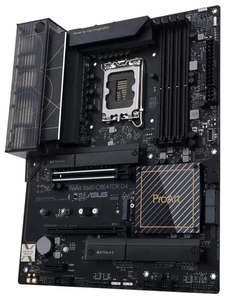 Материнская плата ASUS PROART B660-CREATOR D4, LGA1700, B660, 4*DDR4, HDMI+DP (through Type C), CrossFireX, SATA3 + RAID, Audio, Gb LAN, USB 3.2*8, USB 2.0*6, COM*1 header (w/o cable), ATX ; 90MB19F0-M0EAY0