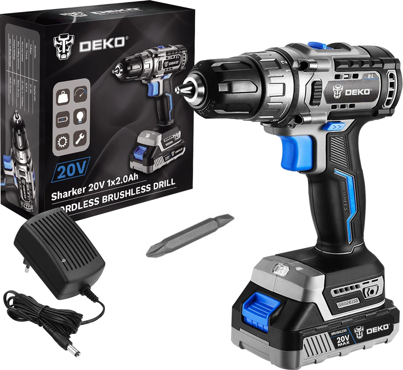 Дрель-шуруповерт Deko Sharker 20V аккум. патрон:быстрозажимной (063-4037) Дрель-шуруповерт Deko Sharker 20V аккум. патрон:быстрозажимной (063-4037)