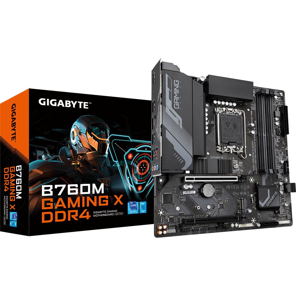 Материнская плата GIGABYTE B760M GAMING X DDR4, LGA1700, B760, 4*DDR4, DP+HDMI,  4 SATA 6 Гб/с, M2, Audio, Gb LAN, USB 3.2, USB 2.0, Type-C, COM*1 port, mATX