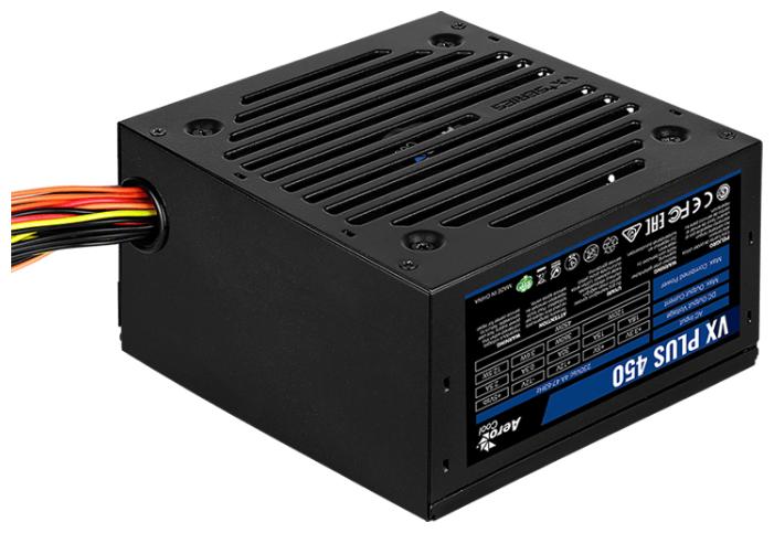 Блок питания Aerocool 450W Retail VX PLUS 450 ATX v2.3 Haswell, fan 12cm, 500mm cable, power cord, 20+4P, 4+4P, PCIe 6P x1, PATA x2, SATA x2, FDD