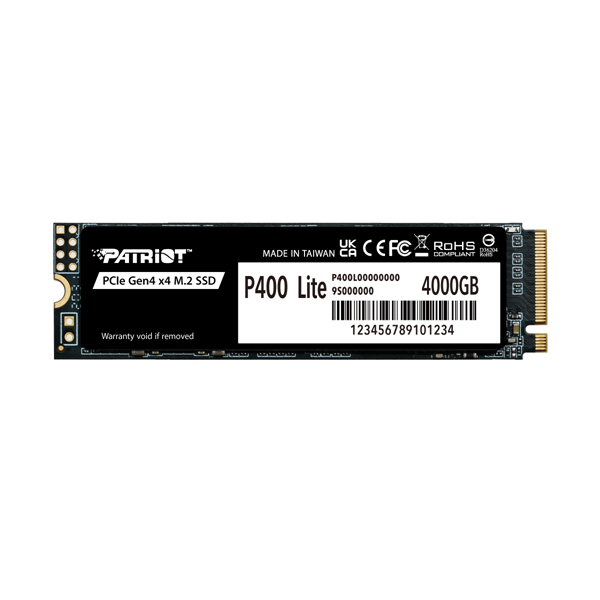 Твердотелльный накопитель Patriot SSD P400 Lite 1TB M.2 2280 NVMe PCle 4.0 x4 R3500/W2700 TBW 560TB 3D NAND with HS Твердотелльный накопитель Patriot SSD P400 Lite 1TB M.2 2280 NVMe PCle 4.0 x4 R3500/W2700 TBW 560TB 3D NAND with HS