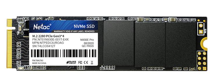 Ssd накопитель Netac SSD N930E Pro 1TB PCIe 3 x4 M.2 2280 NVMe 3D NAND, R/W up to 2130/1720MB/s, TBW 600TB, 3y wty