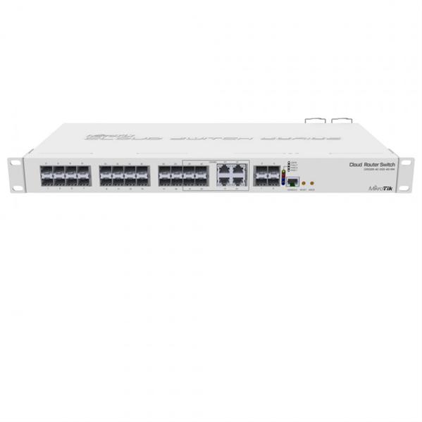 Коммутатор MikroTik Cloud Router Switch 328-4C-20S-4S+RM with 800 MHz CPU, 512MB RAM, 24x SFP cages, 4xSFP+ cages, 4x Combo ports (1xGbit LAN or SFP), RouterOS L5 or SwitchOS (dual boot), 1U rackmount case, Dual