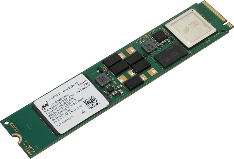 Твердотельный накопитель Micron 7450 PRO 960GB NVMe M.2 (22x110mm) PCIe 4.0 x4, R5000/W1400MB/s 3D TLC 1DWPD 520K/82K IOPS 1700TBW SSD Enterprise Solid State Drive, 1 year, OEM Твердотельный накопитель Micron 7450 PRO 960GB NVMe M.2 (22x110mm) PCIe 4.0 x4, R5000/W1400MB/s 3D TLC 1DWPD 520K/82K IOPS 1700TBW SSD Enterprise Solid State Drive, 1 year, OEM