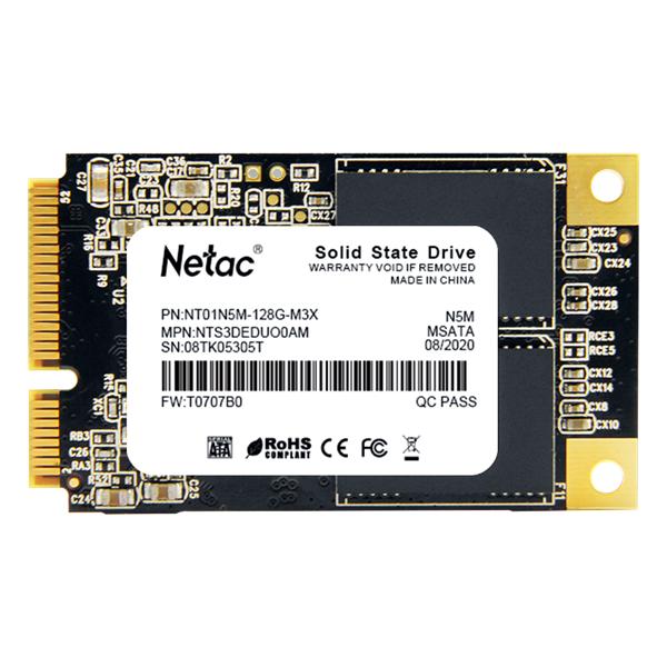 Ssd накопитель Netac SSD N5M 128GB mSATA SATAIII 3D NAND, R/W up to 510/440MB/s, TBW 70TB, 3y wty