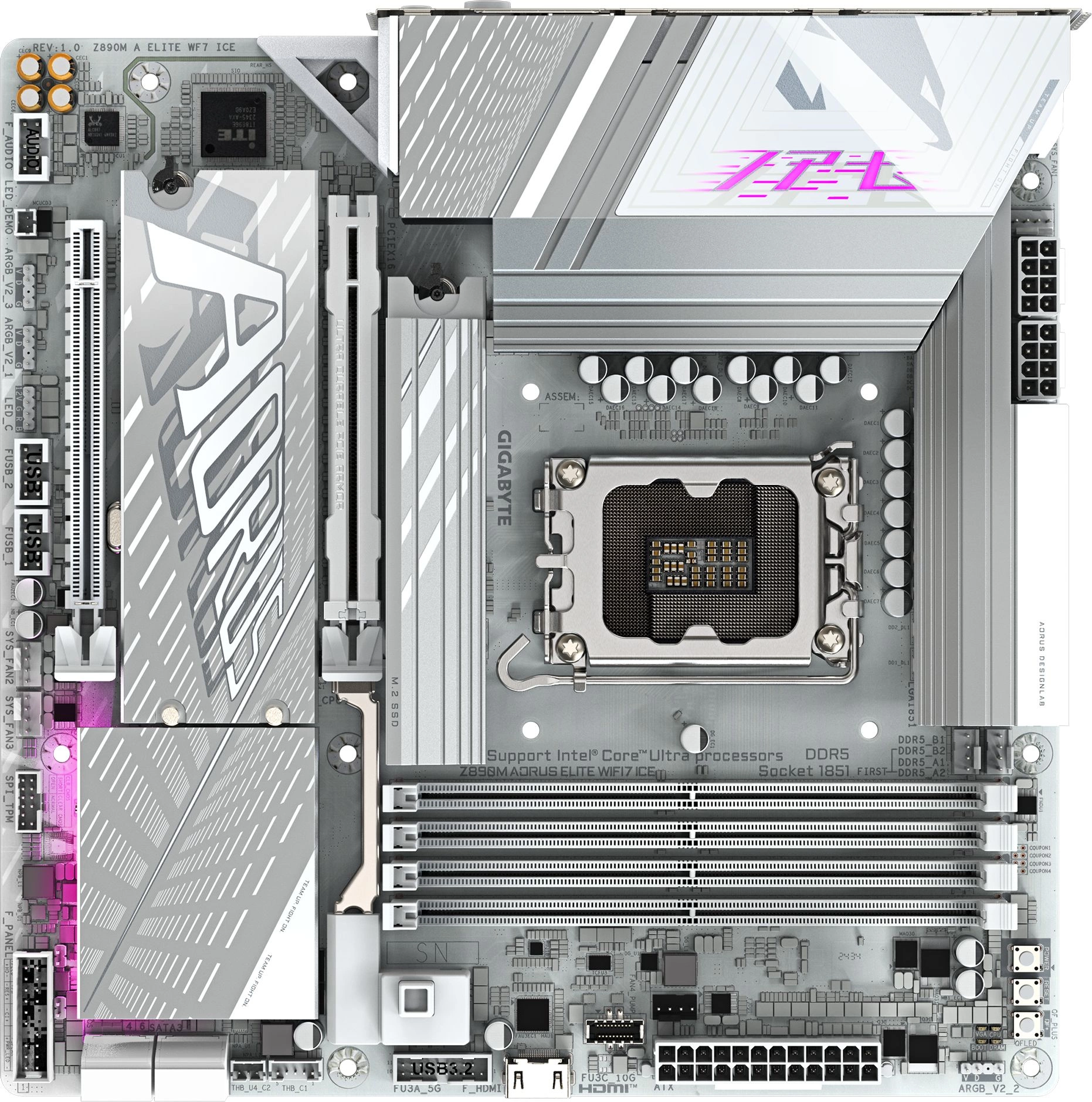 Материнская плата Gigabyte Z890M AORUS ELITE WIFI7 ICE Soc-1851 Intel Z890 4xDDR5 mATX AC`97 8ch(7.1) 2.5Gg RAID+DP Материнская плата Gigabyte Z890M AORUS ELITE WIFI7 ICE Soc-1851 Intel Z890 4xDDR5 mATX AC`97 8ch(7.1) 2.5Gg RAID+DP