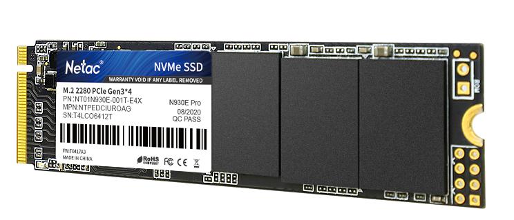 Ssd накопитель Netac SSD N930E Pro 1TB PCIe 3 x4 M.2 2280 NVMe 3D NAND, R/W up to 2130/1720MB/s, TBW 600TB, 3y wty