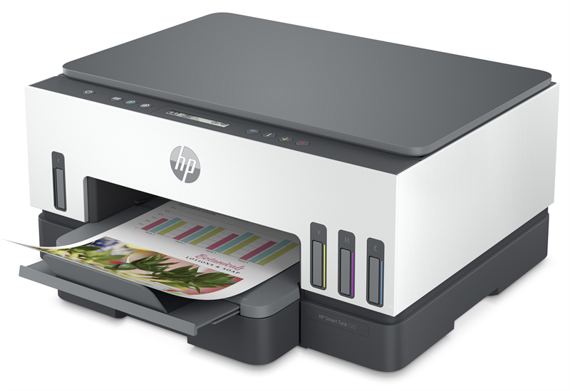Многофункциональное печатающее устройство HP Smart Tank 720 All-in-One Printer (p/c/s , A4 15(9ppm), duplex, dual-band Wi-Fi, tray 250, 1y war, cartr. B & CMY in box)