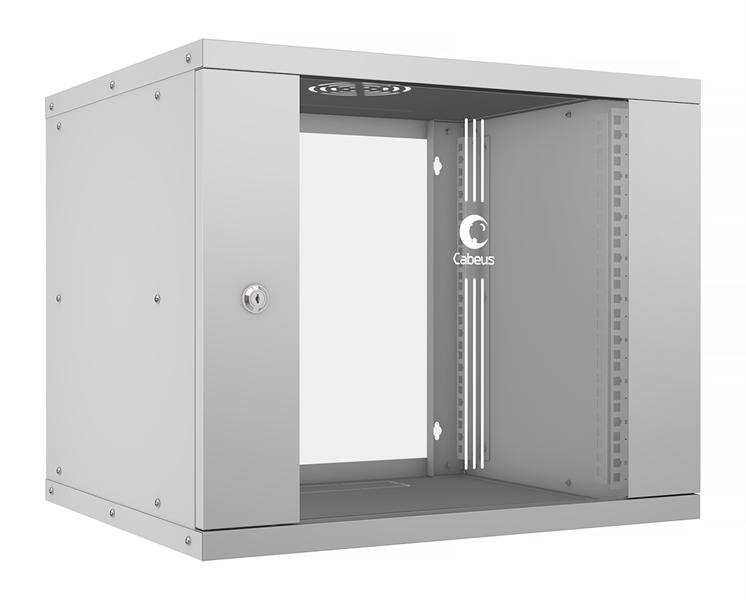  Cabeus WSC-05D-9U55/45 Шкаф телекоммуникационный настенный 19" 9U, серия LIGHT разборный, дверь стекло, цвет серый