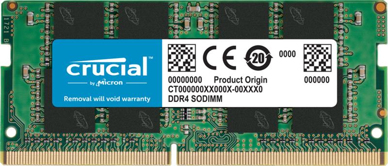 Оперативная память Crucial by Micron  DDR4   8GB 3200MHz SODIMM  (PC4-25600) CL22 1.2V (Retail), 1 year