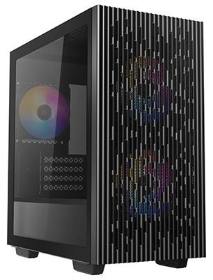 Корпус Deepcool MATREXX 40 3FS без БП, боковое окно (закаленное стекло), 2xRGB LED 120мм вентилятора спереди и 1xRGB LED 120мм вентилятор сзади, черный, MICRO ATX/MINI-ITX