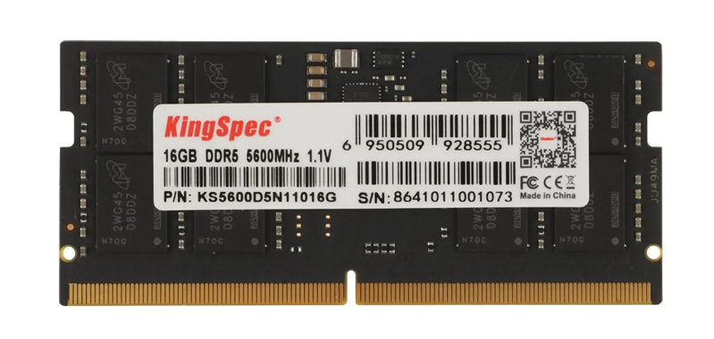Оперативная память Kingspec DDR5 SO-DIMM 16GB 5600MHz CL40 1x16GB 1.1V 288-pin Оперативная память Kingspec DDR5 SO-DIMM 16GB 5600MHz CL40 1x16GB 1.1V 288-pin