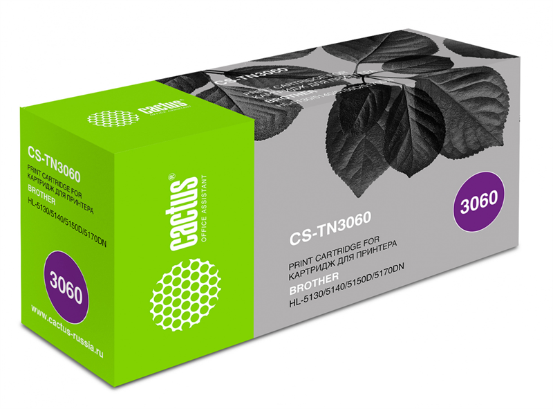 Картридж лазерный Cactus CS-TN3060 TN-3060 черный (6700стр.) для Brother HL-5130/5140/5150D/5170DN Картридж лазерный Cactus CS-TN3060 TN-3060 черный (6700стр.) для Brother HL-5130/5140/5150D/5170DN