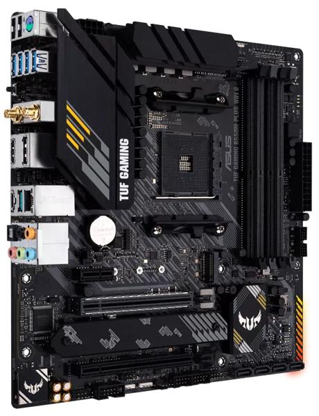 Материнская плата ASUS TUF GAMING B550M-PLUS WIFI II, Socket AM4, B550, 4*DDR4, HDMI+DP, CrossFireX, SATA3 + RAID, Audio, 2,5Gb LAN, USB 3.2*8, USB 2.0*6, COM*1 header (w/o cable) mATX ; 90MB19Y0-M0EAY0