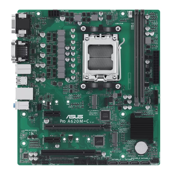 Материнская плата ASUS PRO A620M-C-CSM, AM5, A620, 2*DDR5, 4*SATA, 2*M.2, 2*USB 3.2, 3*USB 2.0, Type-C, 1*COM port, 2*PCIx16, 2*PCIx1, DP+HDMI+DVI-D+VGA, mATX; 90MB1F80-M0EAYC