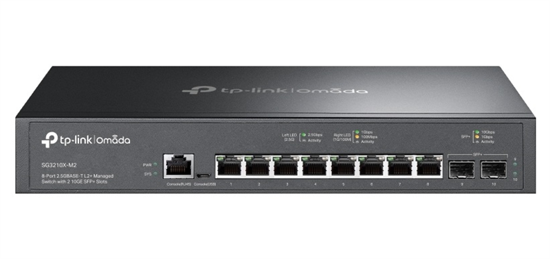 коммутатор TP-Link SG3210X-M2, Omada 8-Port 2.5G L2+ Managed Switch with 2 10GE SFP+ Slots коммутатор TP-Link SG3210X-M2, Omada 8-Port 2.5G L2+ Managed Switch with 2 10GE SFP+ Slots