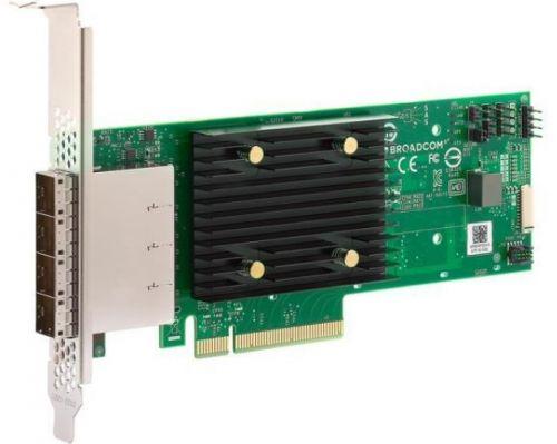 Контроллер Broadcom/LSI 9500-16e SGL (05-50075-00) PCIe Gen4 x8 LP, Tri-Mode SAS/SATA/NVMe 12G HBA, 16port(4*ext SFF8644), 3816 IOC, 1 year