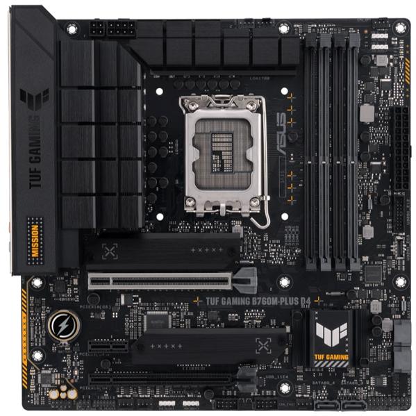 Материнская плата ASUS TUF GAMING B760M-PLUS D4, LGA1700, B760, 4*DDR4, HDMI+DP, 4xSATA3 + RAID, M2, Audio, Gb LAN, USB 3.2, USB 2.0, mATX; 90MB1DI0-M0EAY0