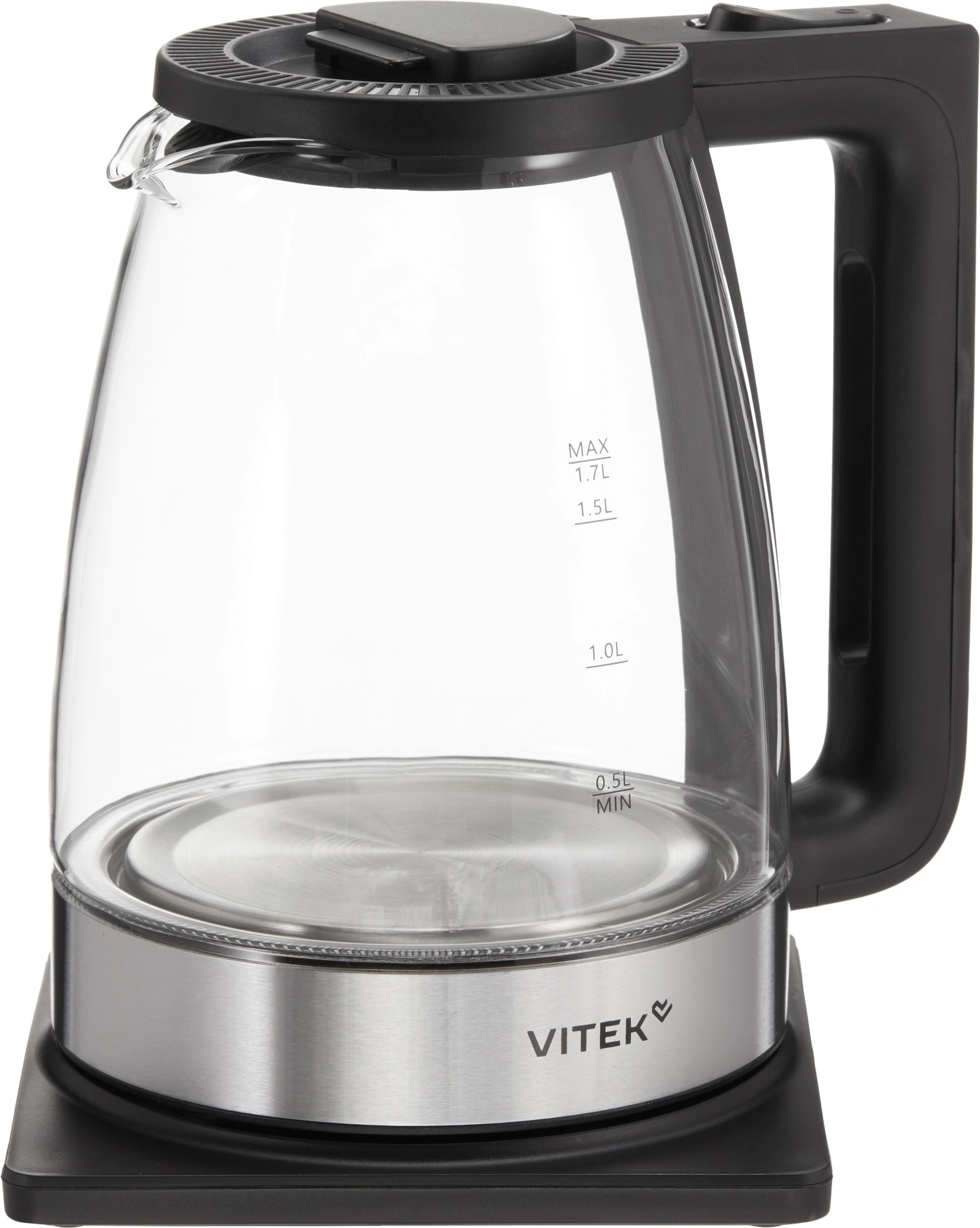 Чайник электрический Vitek VT-WK1071 1.7л. 1800Вт черный/серебристый корпус: стекло