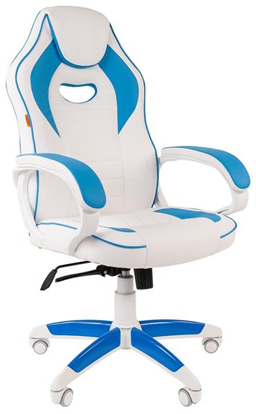  Офисное кресло Chairman   game 16 Россия экопремиум белый/голубой (существенное повреждение коробки)