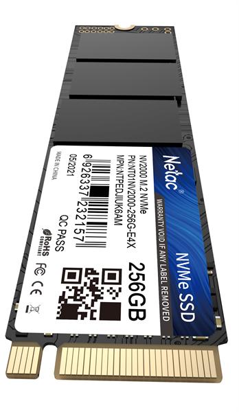 Ssd накопитель Netac SSD NV2000 256GB PCIe 3 x4 M.2 2280 NVMe 3D NAND, R/W up to 2500/1000MB/s, TBW 150TB, 5y wty