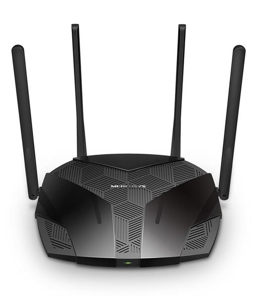  MERCUSYS AX1800 Двухдиапазонный Wi-Fi 6 роутер, до 574 Мбит/с на 2,4 ГГц + до 1201 Мбит/с на 5 ГГц, 4 фиксированные внешние антенны, 3 гигабитных порта LAN, 1 гигабитный порт WAN