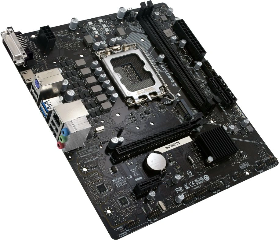 Материнская плата Biostar H610MHD D5 Soc-1700 Intel H610 2xDDR5 mATX AC`97 8ch(7.1) GbLAN+DVI+HDMI