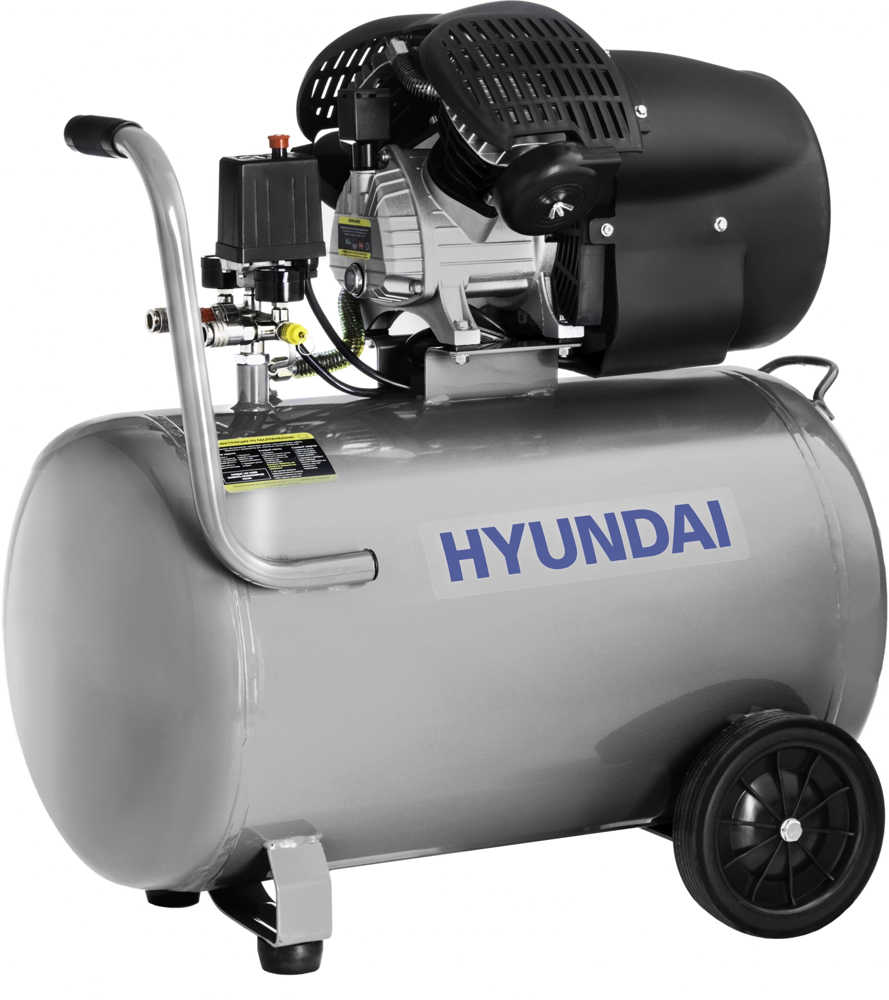 Компрессор поршневой Hyundai HYC 402100LMS масляный 400л/мин 100л 2200Вт серебристый/черный Компрессор поршневой Hyundai HYC 402100LMS масляный 400л/мин 100л 2200Вт серебристый/черный