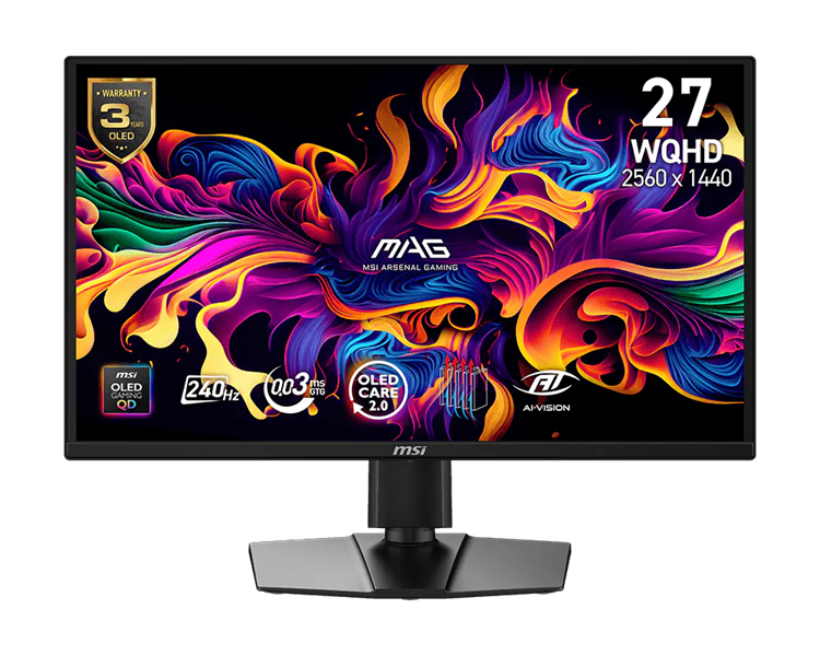 Монитор MSI MAG 272QP QD-OLED X24 26,5" 16:9 WQHD(2560x1440) QD-OLED Flat, 0.03ms(GTG), 1,5M:1, HDR Brightness 400nits, 2xHDMI, DP, Type-C, Tilt,Swivel,Height,Pivot,VESA,240Hz,Black,1y w-ty Монитор MSI MAG 272QP QD-OLED X24 26,5" 16:9 WQHD(2560x1440) QD-OLED Flat, 0.03ms(GTG), 1,5M:1, HDR Brightness 400nits, 2xHDMI, DP, Type-C, Tilt,Swivel,Height,Pivot,VESA,240Hz,Black,1y w-ty
