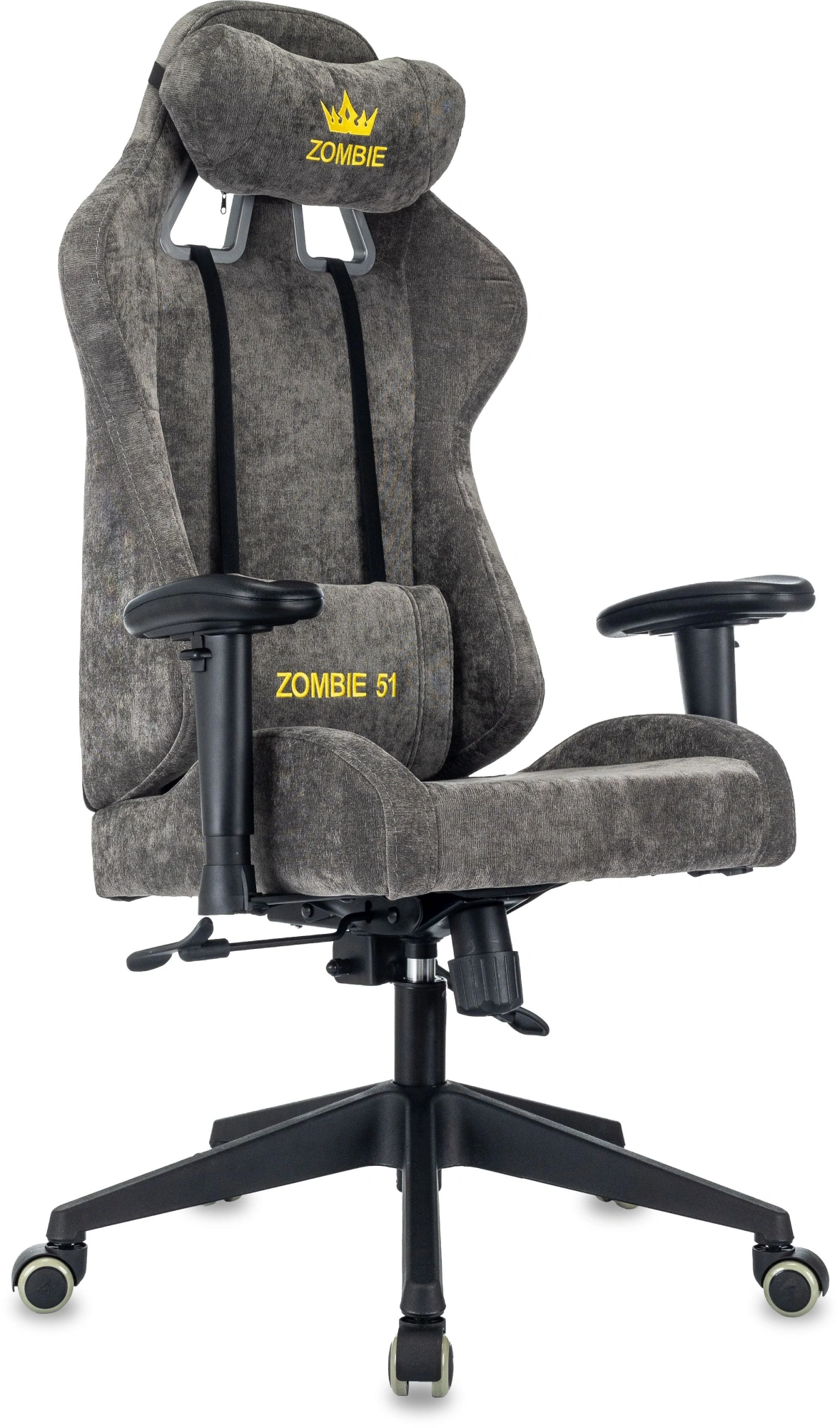 Кресло игровое Zombie 51 серый Light-19 с подголов. крестов. пластик Кресло игровое Zombie 51 серый Light-19 с подголов. крестов. пластик