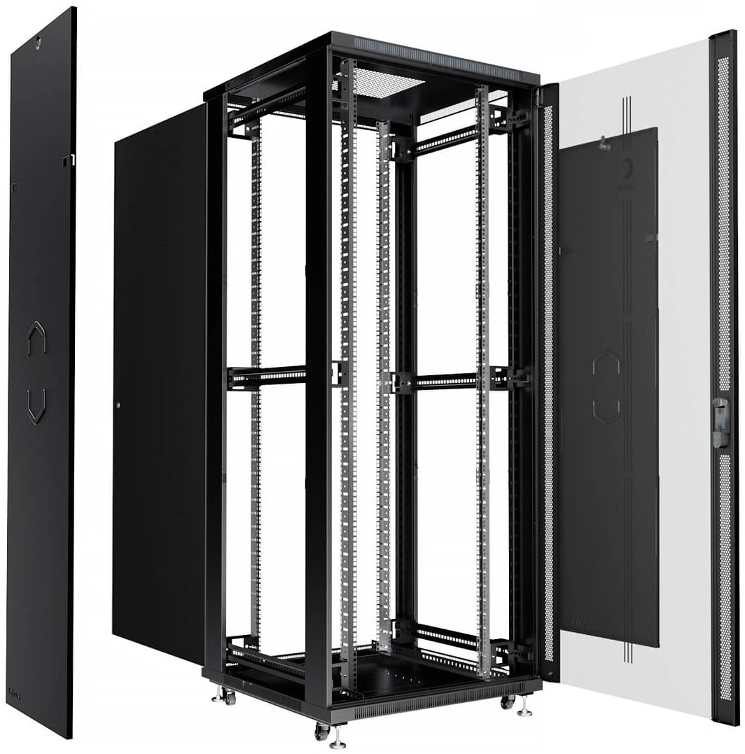 Шкаф серверный Cabeus (SH-05C-42U80/100-BK) напольный 42U 800x1000мм пер.дв.стекл металл 800кг черный 900мм 134.2кг 220град. 2055мм IP20 сталь Шкаф серверный Cabeus (SH-05C-42U80/100-BK) напольный 42U 800x1000мм пер.дв.стекл металл 800кг черный 900мм 134.2кг 220град. 2055мм IP20 сталь