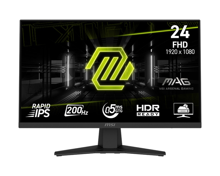 Монитор MSI MAG 244F 23,8" 16:9 FHD(1920x1080) Rapid IPS Flat,0,5ms(GTG),1000:1,100M:1,300nits,178/178,1xHDMI 2.0,1xDP 1.2, Tilt,VESA,200HZ,Black,1y war-ty Монитор MSI MAG 244F 23,8" 16:9 FHD(1920x1080) Rapid IPS Flat,0,5ms(GTG),1000:1,100M:1,300nits,178/178,1xHDMI 2.0,1xDP 1.2, Tilt,VESA,200HZ,Black,1y war-ty