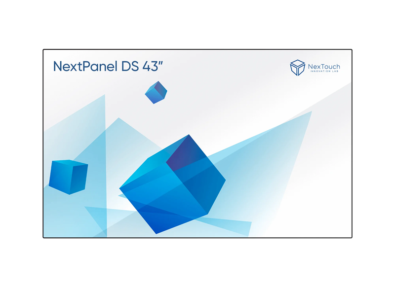 проф. панель Профессиональная панель Nextouch Nextpanel DS: 43", 4К (3840?2160), 16:9, 60 Гц, 580 кд/м2, 5000:1, 1,07 млрд цветов, защитное стекло (закаленное, антибликовое), рамка 10мм, акустика 2х15 Вт. Режим ра