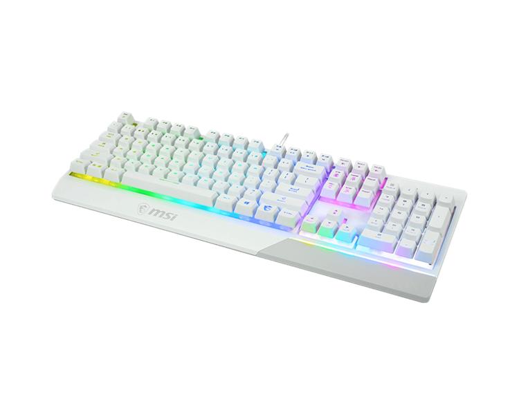 Клавиатура проводная Gaming Keyboard MSI VIGOR GK30, Wired, Mechanical-like plunger switches. 6 zones RGB lighting with several lighting effects.  Anti-ghosting Capability. Water Resistant (spill-proof), White