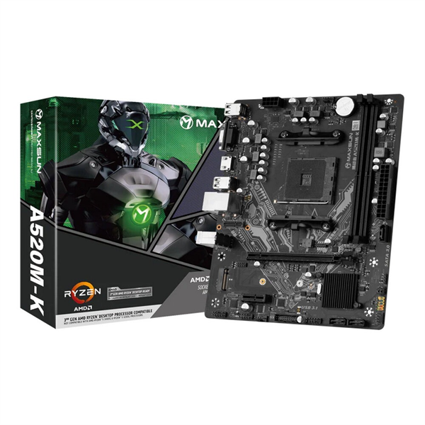 Материнская плата MAXSUN MS-Challenger A520M-K, AM4, A520, 2*DDR4, 3*SATA 3.0, 2*M.2, 2*USB 3.2, 4*USB 2.0, 1*PCIE 16, 1*PCIE 1, HDMI+VGA, mATX Материнская плата MAXSUN MS-Challenger A520M-K, AM4, A520, 2*DDR4, 3*SATA 3.0, 2*M.2, 2*USB 3.2, 4*USB 2.0, 1*PCIE 16, 1*PCIE 1, HDMI+VGA, mATX
