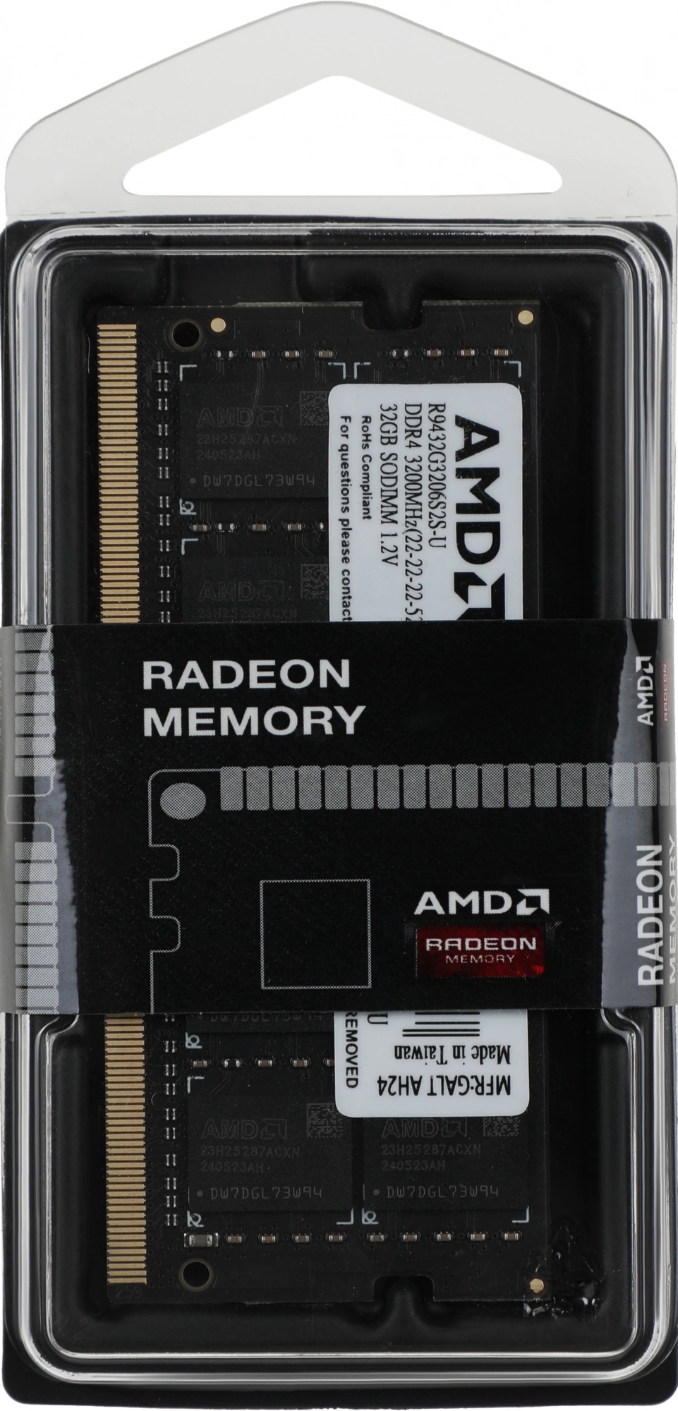Модуль памяти AMD Radeon R9 Gamer Series Gaming Memory R9432G3206S2S-U 32GB DDR4 3200 SO DIMM Non-ECC, CL16, 1.2V, RTL