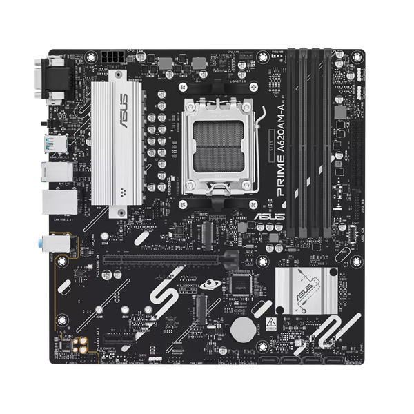 Материнская плата ASUS PRIME A620AM-A-CSM, AM5, A620A, 4*DDR5, 4*SATA, 2*M.2, 2*USB 3.2, 4*USB 2.0, 1*PCIx16, 1*PCIx1, DP+VGA+HDMI