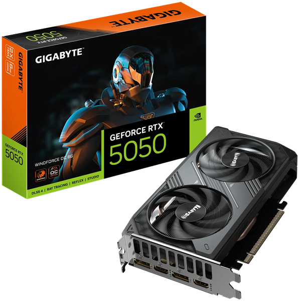 Видеокарта GIGABYTE RTX5050 WINDFORCE OC 8GB //RTX5560, HDMI*2, DP*2, 8G,D6
