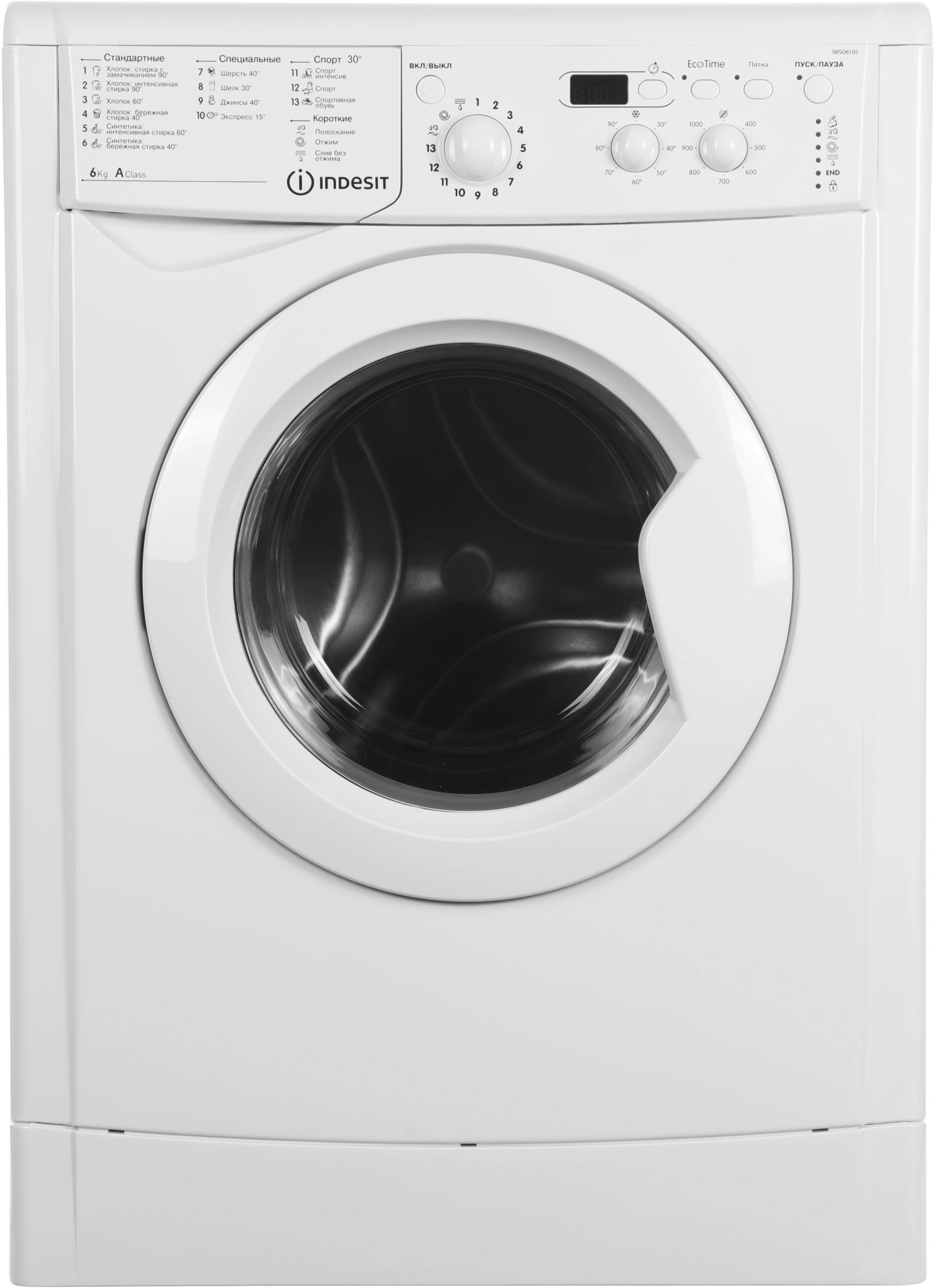 Стиральная машина Indesit EcoTime IWSD 6105 (CIS).L класс: A загр.фронтальная макс.:6кг белый Стиральная машина Indesit EcoTime IWSD 6105 (CIS).L класс: A загр.фронтальная макс.:6кг белый