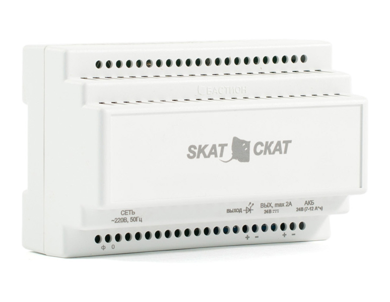 ИБП исполнения DIN (585) Бастион SKAT-24-2.0 DIN (СКАТ ИБП-24/2-DIN) источник питания 24В 2А пластиковый корпус под DIN рейку 35 мм ИБП исполнения DIN (585) Бастион SKAT-24-2.0 DIN (СКАТ ИБП-24/2-DIN) источник питания 24В 2А пластиковый корпус под DIN рейку 35 мм