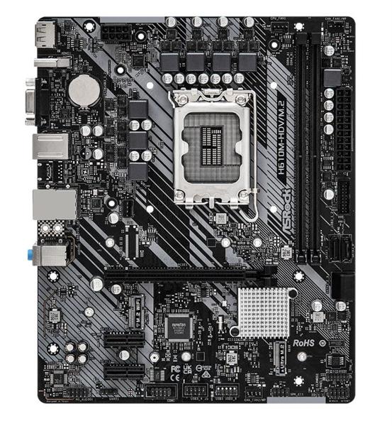 Материнская плата ASROCK H610M-HDV/M.2, LGA1700, H610, 2*DDR4, DP+D-Sub+HDMI, 4xSATA3 6.0, M.2 Socket, 2xUSB 3.2, 2xUSB 2.0, mATX; 90-MXBH60-A0UAYZ