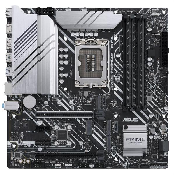 Материнская плата ASUS PRIME Z690M-PLUS D4, LGA1700, Z690, 4*DDR4, HDMI+DVI+DP, CrossFireX, SATA3 + RAID, Audio, Gb LAN, USB 3.2*8, USB 2.0*6, COM*1 header (w/o cable), mATX ; 90MB18Q0-M0EAY0