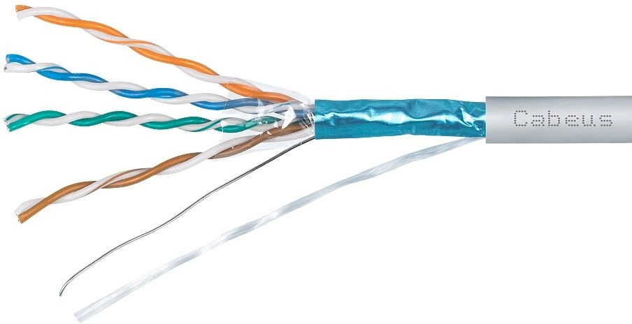 Кабель Cabeus FTP-4P-CAT.5E-SOLID-LSLTX-GY кат.5E F/UTP 4 пары PVC внутренний 305м серый Кабель Cabeus FTP-4P-CAT.5E-SOLID-LSLTX-GY кат.5E F/UTP 4 пары PVC внутренний 305м серый