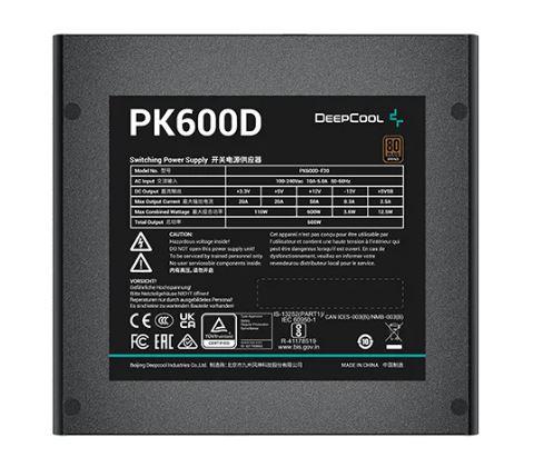 Блок питания Deepcool PK600D (ATX 2.4, 600W, PWM 120mm fan, Active PFC+DC to DC, 80+ BRONZE) RET