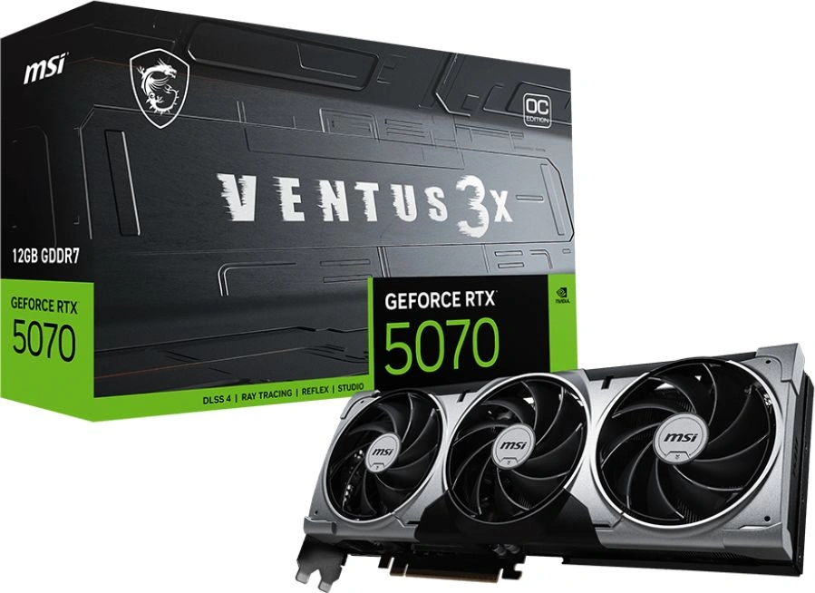 Видеокарта MSI RTX5070 VENTUS 3X OC 12GB GDDR7 192bit 3xDP HDMI 3FAN RTL