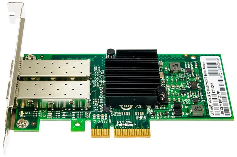  Сетевая карта PCIe x4, 2 x 1G, разъем SFP, Intel i350 chipset, брекеты low profile + full height