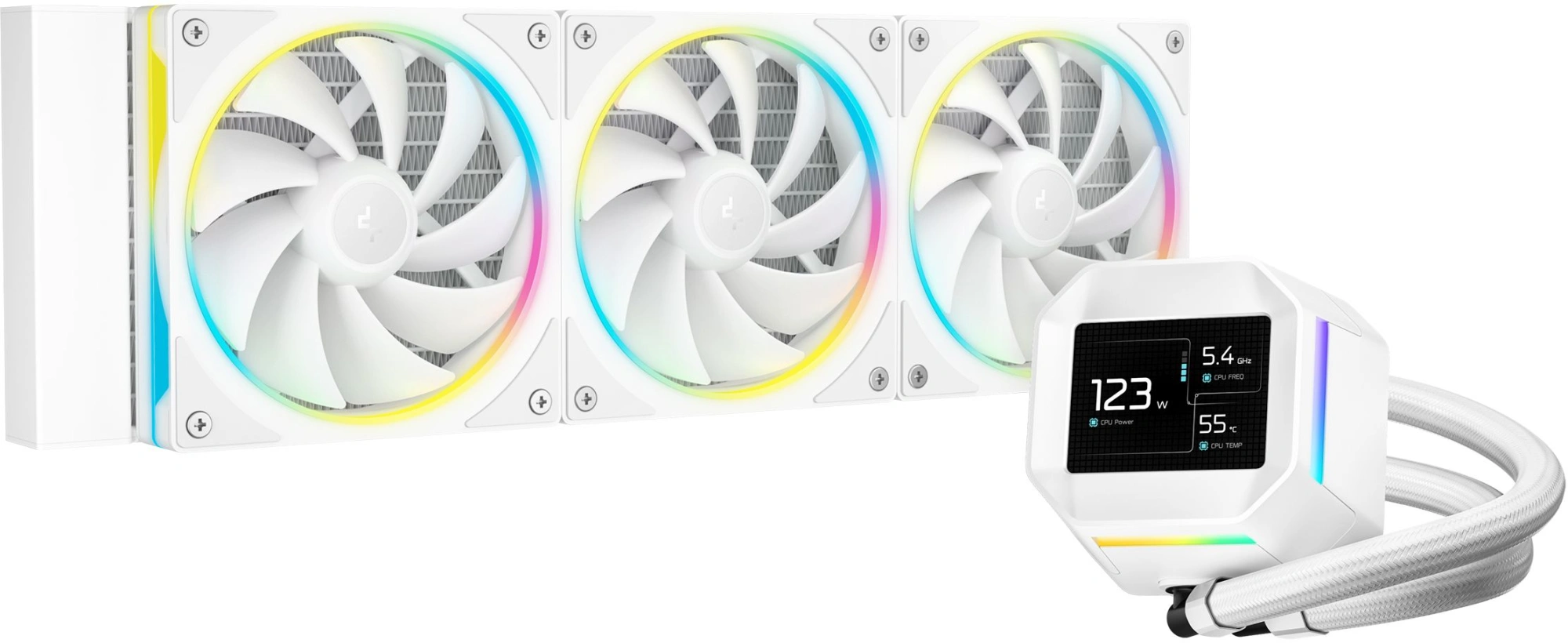 Система водяного охлаждения Deepcool LM360 ARGB Soc-AM5/AM4/1200/1700/1851 белый 4-pin 19-36dB Al LCD 250W 1729gr Ret (R-LM360-WHDMMC-1)