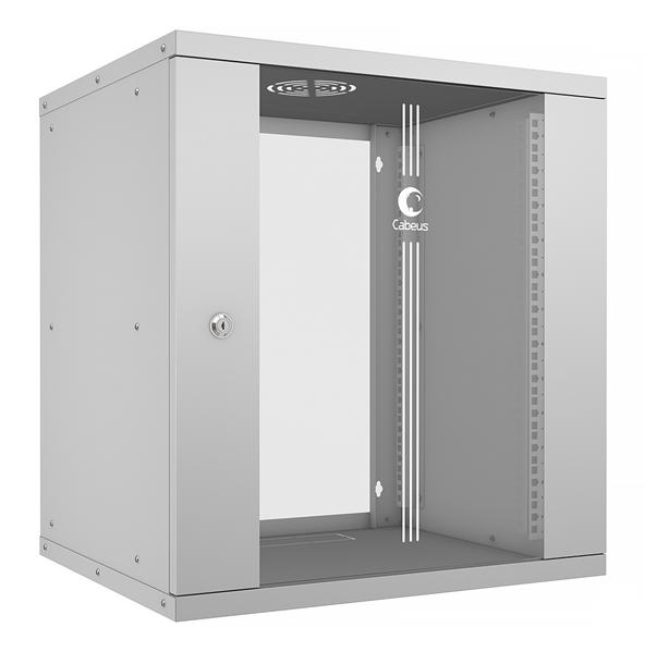 Cabeus WSC-05D-12U55/45 Шкаф телекоммуникационный настенный 19" 12U, серия LIGHT разборный, дверь стекло, цвет серый (существенное повреждение коробки)