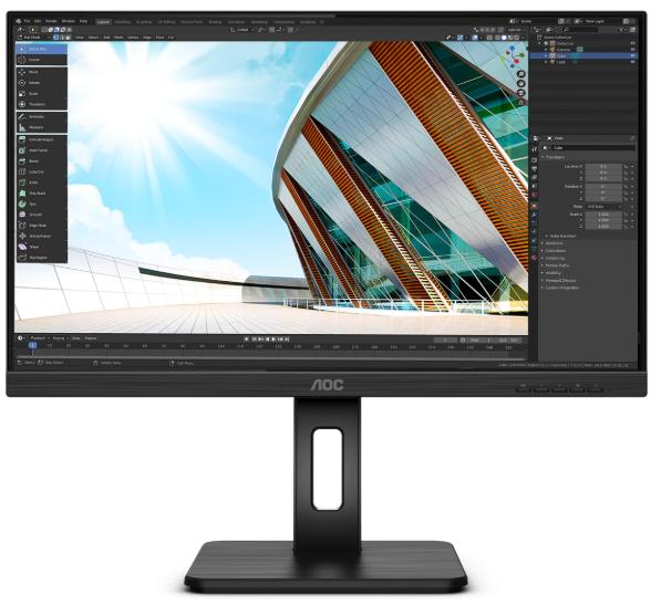 Монитор 23,8" AOC Q24P2Q 2560x1440 75Hz IPS LED 16:9 4ms D-Sub HDMI DP 4*USB3.2 50M:1 1000:1 178/178 250cd HAS Pivot Tilt Swivel Speakers Black