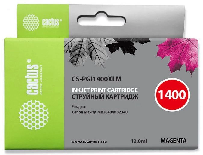 Картридж струйный Cactus CS-PGI1400XLM PGI-1400 пурп.пигм. (12мл) для Canon MB2050/MB2350/MB2040/MB2340 с чипом Картридж струйный Cactus CS-PGI1400XLM PGI-1400 пурп.пигм. (12мл) для Canon MB2050/MB2350/MB2040/MB2340 с чипом